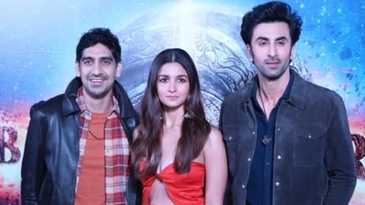Ayan Mukerji, Alia Bhatt and Ranbir Kapoor at Brahmastra's poster launch event. Ayan Mukerji, Alia Bhatt and Ranbir Kapoor at Brahmastra's poster launch event.