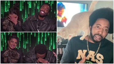 Priyanka Chopra and Yahya Abdul-Mateen II laughing during the interview. (Instagram)