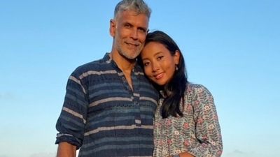 Ankita Konwar and Milind Soman share a romantic kiss at 15th-century fort palace in Rajasthan: Watch video Ankita Konwar and Milind Soman share a romantic kiss at 15th-century fort palace in Rajasthan: Watch video