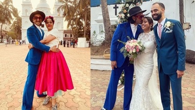 Ranveer Singh at the wedding in Goa. Ranveer Singh at the wedding in Goa. 