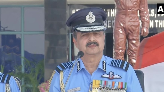Air Chief Marshal Vivek Ram Chaudhari said India was continuously evaluating the threats from Pakistan and China and was well aware of the situation at the borders.(Photo via ANI) Air Chief Marshal Vivek Ram Chaudhari said India was continuously evaluating the threats from Pakistan and China and was well aware of the situation at the borders.(Photo via ANI)