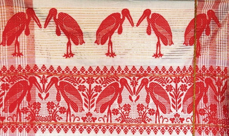 As part of its mission, the Hargila Army weaves the stork motif into traditional Assamese garments such as gamchas. As part of its mission, the Hargila Army weaves the stork motif into traditional Assamese garments such as gamchas.