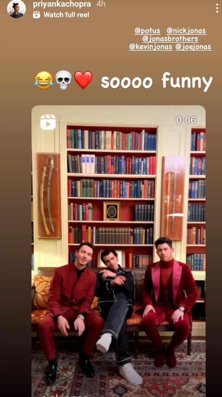 Priyanka Chopra reacts to Jonas Brothers and Joe Biden's viral TikTok video.(Instagram)