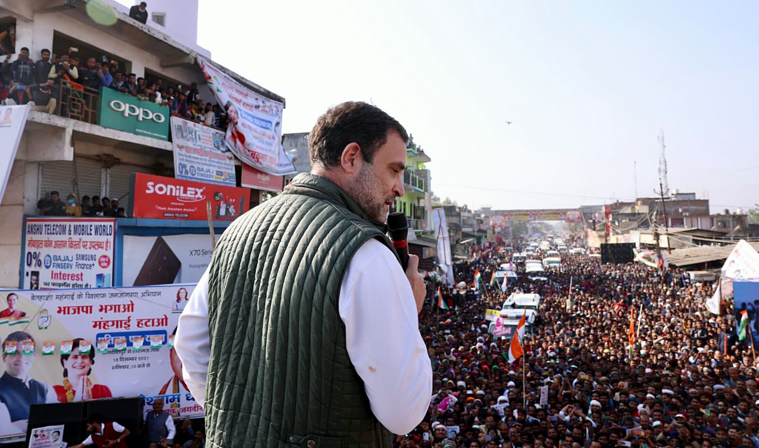 Congress leader Rahul Gandhi addresses the "Pratigya Padyatra", in Amethi on Saturday. (ANI ) Congress leader Rahul Gandhi addresses the "Pratigya Padyatra", in Amethi on Saturday. (ANI )