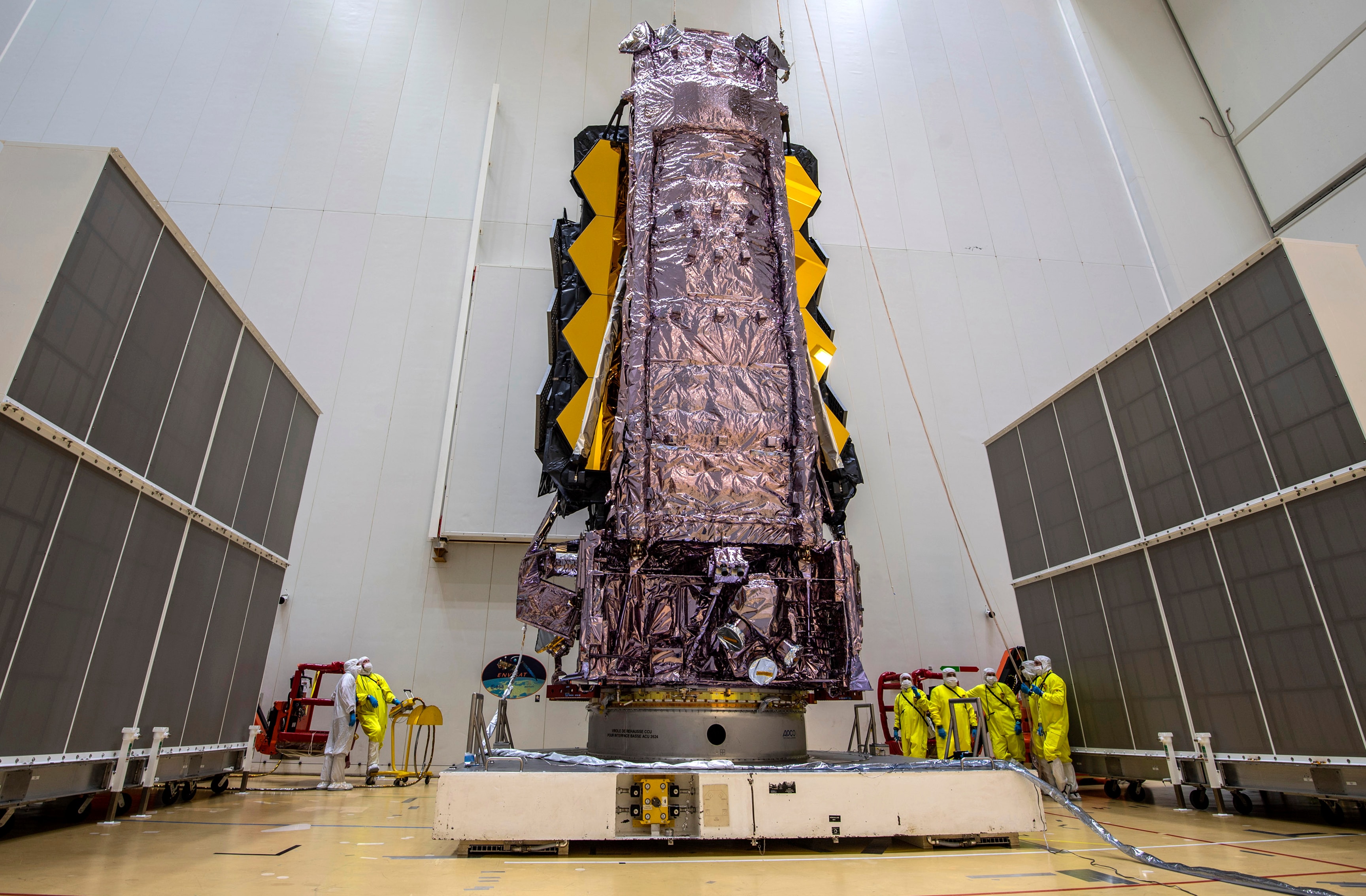 The James Webb Space Telescope is secured on top of the Ariane 5 rocket that will launch it to space from Europe's Spaceport in French Guiana. (AP File Photo) The James Webb Space Telescope is secured on top of the Ariane 5 rocket that will launch it to space from Europe's Spaceport in French Guiana. (AP File Photo)