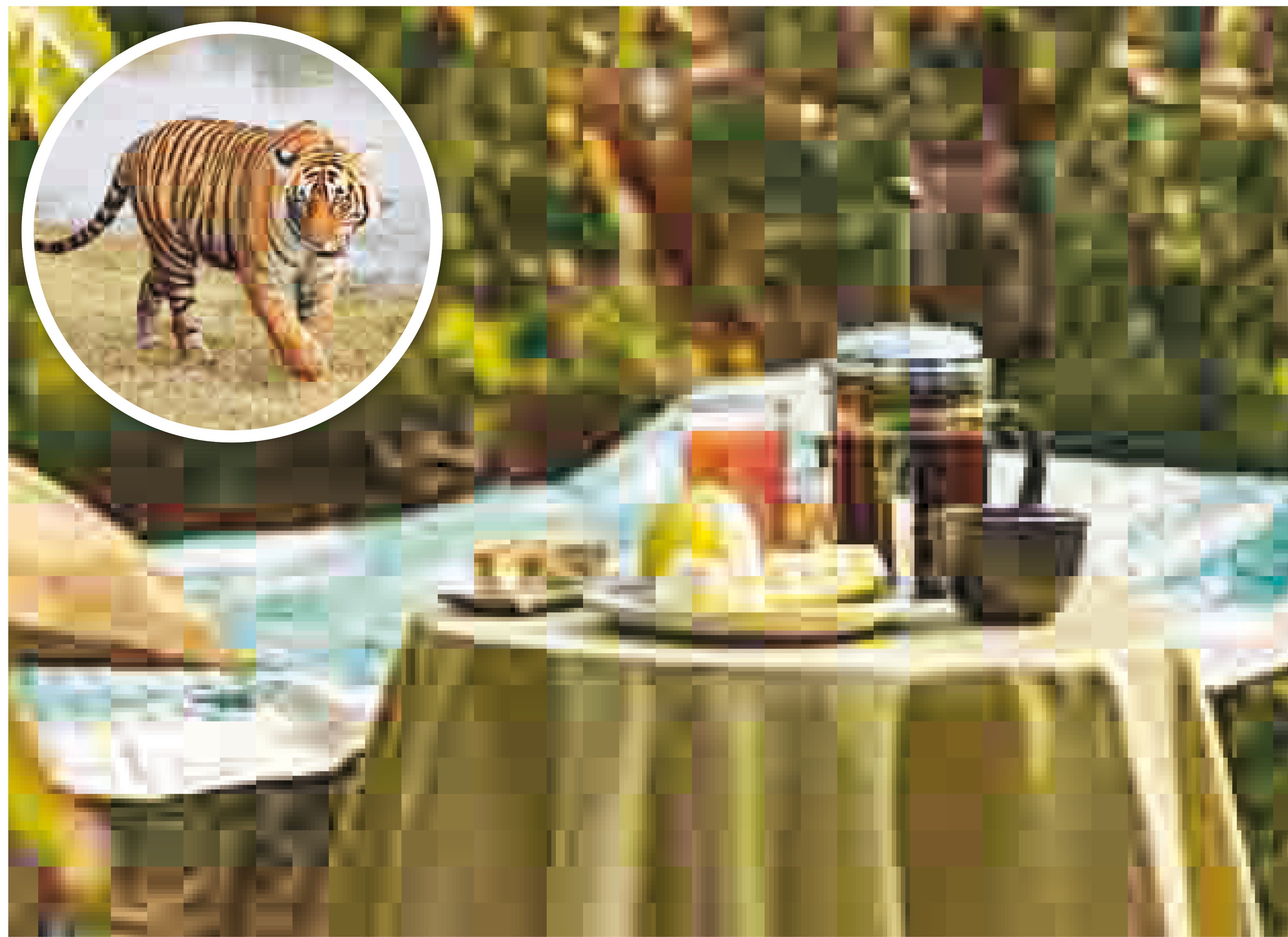The breakfast at the hotel is outstanding (above); animals are frequent visitors to the camp (inset) The breakfast at the hotel is outstanding (above); animals are frequent visitors to the camp (inset)