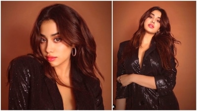 Janhvi Kapoor kept her look simple yet glamorous and accessorised her attire with a pair of hoop earrings. (Instagram/@tanghavri) Janhvi Kapoor kept her look simple yet glamorous and accessorised her attire with a pair of hoop earrings. (Instagram/@tanghavri)