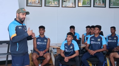 Rohit Sharma with India's U-19 team (Twitter/@BCCI)