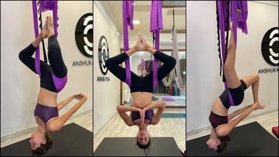 Aerial yoga - Aerial yoga inversions require a stable core to aid in changing positions while suspended mid air and controlling the balance helps burn calories. Apart from strengthening the core, it also strengthens and lengthens the spine, increases flexibility of the body, increases the neuroplasticity of the brain, helps lengthen the ligaments, offers relief from hip pain and eases tensions in the back. Flipping upside down offers more than just peace and relaxation. From temporarily improving blood circulation in the body to giving a person more energy and focus in the long term, aerial yoga inversions are full of benefits. The inverted pose is especially helpful for those who spend too much time at office desk and it gives the practitioner’s hips a deep stretch along with helping to re-align the spine. (Instagram/ananyapanday/anshukayoga) Aerial yoga - Aerial yoga inversions require a stable core to aid in changing positions while suspended mid air and controlling the balance helps burn calories. Apart from strengthening the core, it also strengthens and lengthens the spine, increases flexibility of the body, increases the neuroplasticity of the brain, helps lengthen the ligaments, offers relief from hip pain and eases tensions in the back. Flipping upside down offers more than just peace and relaxation. From temporarily improving blood circulation in the body to giving a person more energy and focus in the long term, aerial yoga inversions are full of benefits. The inverted pose is especially helpful for those who spend too much time at office desk and it gives the practitioner’s hips a deep stretch along with helping to re-align the spine. (Instagram/ananyapanday/anshukayoga)