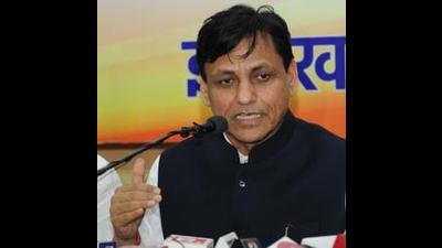 Union minister Nityanand Rai was campaigning in support of BJP candidates in Chandigarh on Sunday ahead of the MC elections. (Diwakar Prasad/ Hindustan Times)