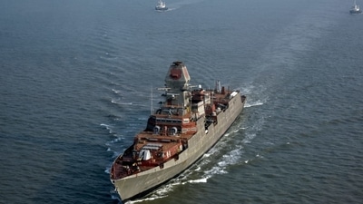 Mormugao, the Indian Navy's second indigenous stealth destroyer of the P15B class, proceeded on its maiden sea sortie today.