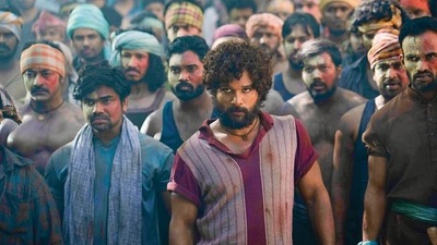 Allu Arjun in a still from Pushpa. Allu Arjun in a still from Pushpa. 