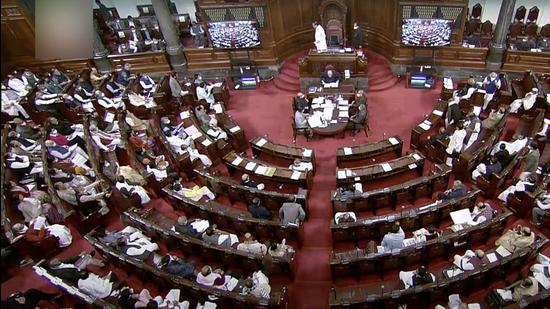 Proceedings of Rajya Sabha adjourned amid uproar in the House by Opposition MPs during the Winter Session of Parliament, in New Delhi on December 17. (ANI)