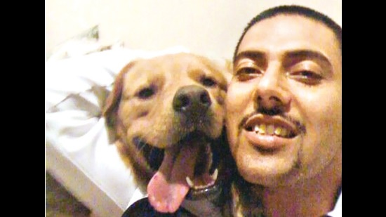 With his four-year-old dog Bo in USA when Ranveer was 27 With his four-year-old dog Bo in USA when Ranveer was 27