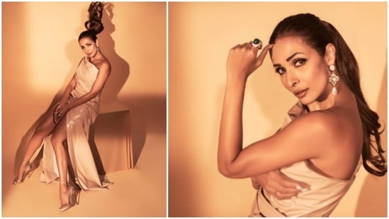 Malaika Arora Makes Heads Turn In Sultry Nude Thigh High Slit Dress Hindustan Times