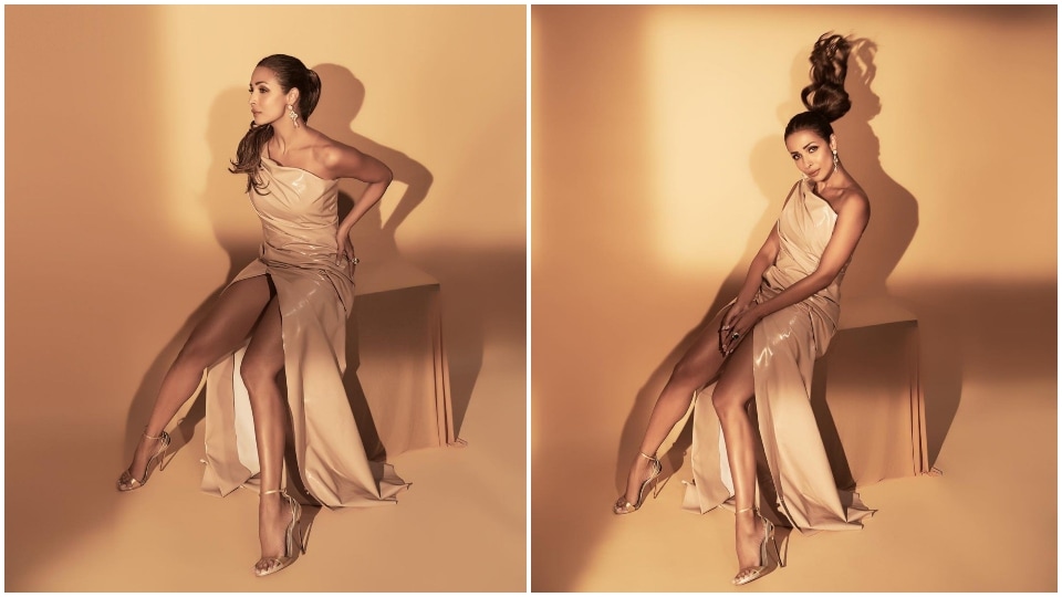 Malaika Arora in a nude coloured gown. Malaika Arora in a nude coloured gown. 