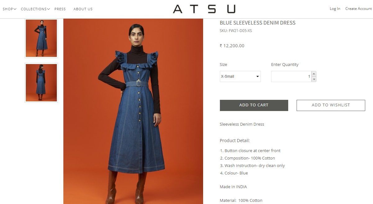 Sobhita Dhulipala's blue denim midi dress from Atsu&nbsp;(atsu.in)