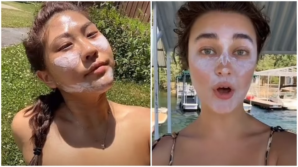 Netizens following the sunscreen contour trend.