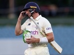 England's Jos Buttler leaves the field after he is dismissed, hit wicket, against Australia during the fifth day of their Ashes cricket test match in Adelaide, Australia, Monday, Dec. 20, 2021. (AP) England's Jos Buttler leaves the field after he is dismissed, hit wicket, against Australia during the fifth day of their Ashes cricket test match in Adelaide, Australia, Monday, Dec. 20, 2021. (AP)