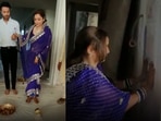 Ankita Lokhande and Vicky Jain during the griha pravesh ceremony. Ankita Lokhande and Vicky Jain during the griha pravesh ceremony.