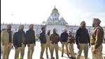 Punjab police personnel deployed outside Golden Temple after the sacrilege bid, in Amritsar on December 19. (Sameer Sehgal /HT photo)