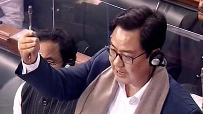 The Election Laws (Amendment) Bill 2021, piloted by law minister Kiren Rijiju, was passed by voice vote after a brief discussion during which some opposition members demanded that it be referred to a parliamentary panel. (PTI) The Election Laws (Amendment) Bill 2021, piloted by law minister Kiren Rijiju, was passed by voice vote after a brief discussion during which some opposition members demanded that it be referred to a parliamentary panel. (PTI)