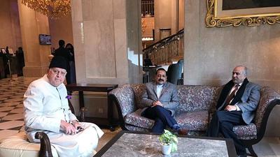 National Conference president Farooq Abdullah (L) with Union minister of state (independent charge) for science and technology Dr Jitendra Singh (C) and NC MP Hasnain Masoodi (R) after their arrival to attend the second meeting of the Delimitation Commission in New Delhi on Monday. Former Jammu and Kashmir CM Mehbooba Mufti blamed the Commission for serving interests of the BJP. (ANI) National Conference president Farooq Abdullah (L) with Union minister of state (independent charge) for science and technology Dr Jitendra Singh (C) and NC MP Hasnain Masoodi (R) after their arrival to attend the second meeting of the Delimitation Commission in New Delhi on Monday. Former Jammu and Kashmir CM Mehbooba Mufti blamed the Commission for serving interests of the BJP. (ANI)