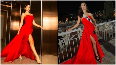 This outfit was also worn by Miss Universe Spain Sarah Loinaz in Jerusalem during her show. (Instagram/@marianna_mukuchyan) This outfit was also worn by Miss Universe Spain Sarah Loinaz in Jerusalem during her show. (Instagram/@marianna_mukuchyan)