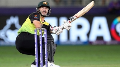 Australia's Matthew Wade bats during the Cricket Twenty20 World Cup semi-final match between Pakistan and Australia in Dubai, UAE, Thursday, Nov. 11, 2021. (AP) Australia's Matthew Wade bats during the Cricket Twenty20 World Cup semi-final match between Pakistan and Australia in Dubai, UAE, Thursday, Nov. 11, 2021. (AP)
