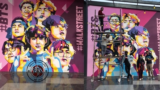 BTS mural in New Delhi.&nbsp;(Delhi Street Art/Instagram.)