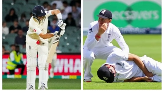 Alastair Cook reacts to Joe Root's painful blow&nbsp;