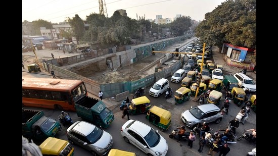 Ashram is Delhi’s busiest traffic intersection. (Sanjeev Verma/HT)