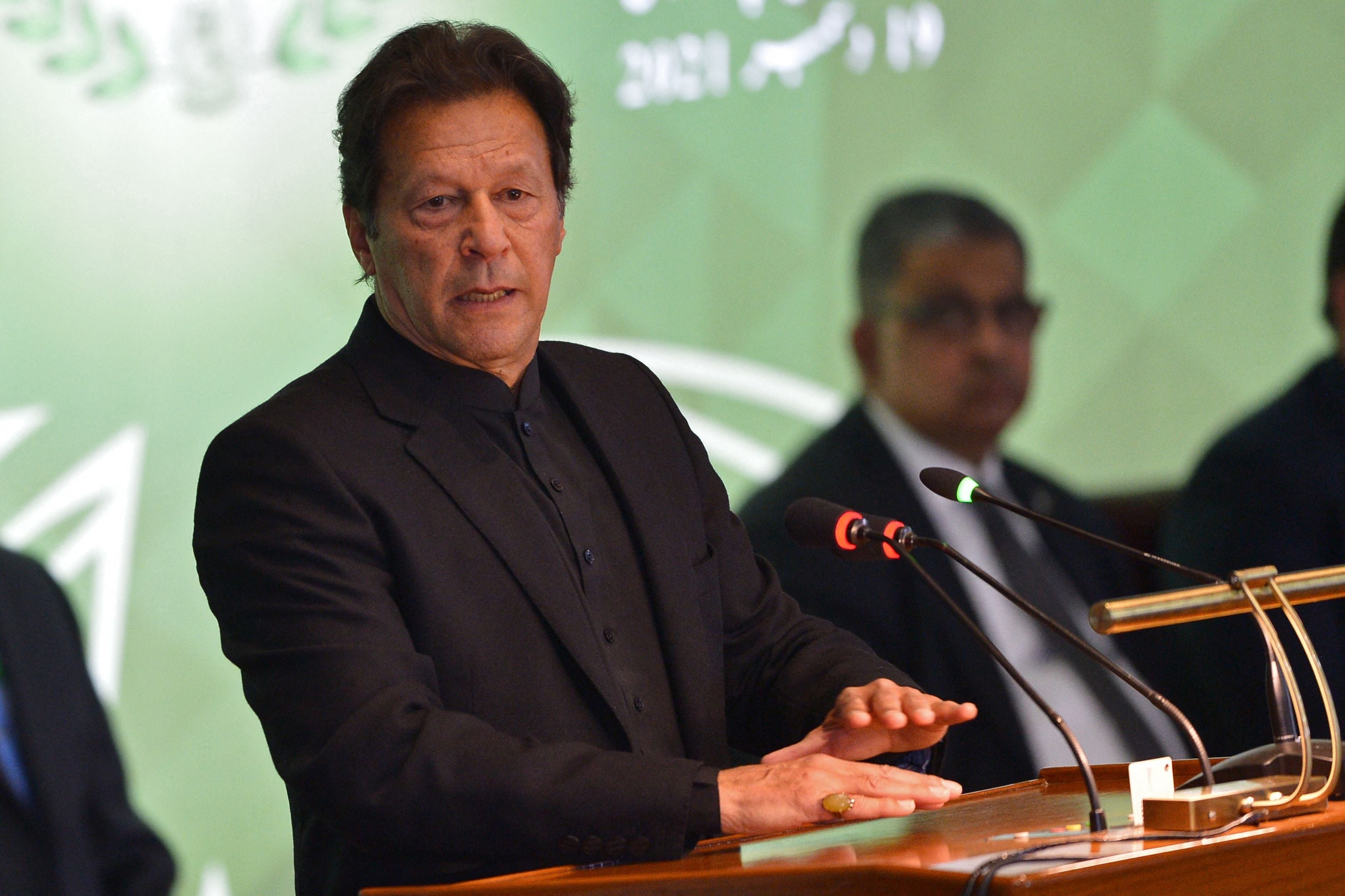 Imran Khan speaks during the opening of a special meeting of the 57-member Organisation of Islamic Cooperation (OIC) in Islamabad.&nbsp; (AFP FIle Photo)