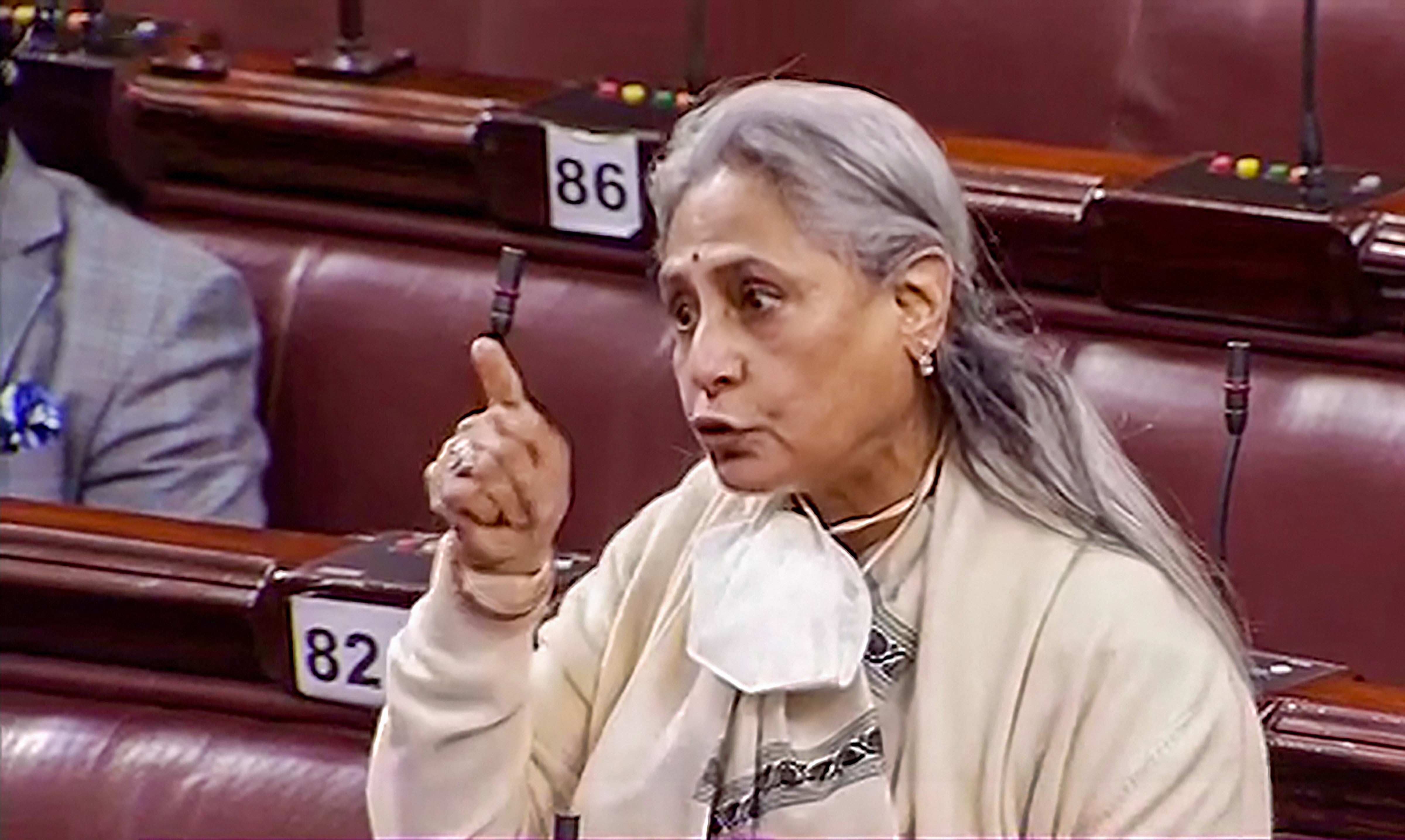 Jaya Bachchan is seen speaking in the Rajya Sabha during the Winter Session of Parliament. (PTI Photo) Jaya Bachchan is seen speaking in the Rajya Sabha during the Winter Session of Parliament. (PTI Photo)