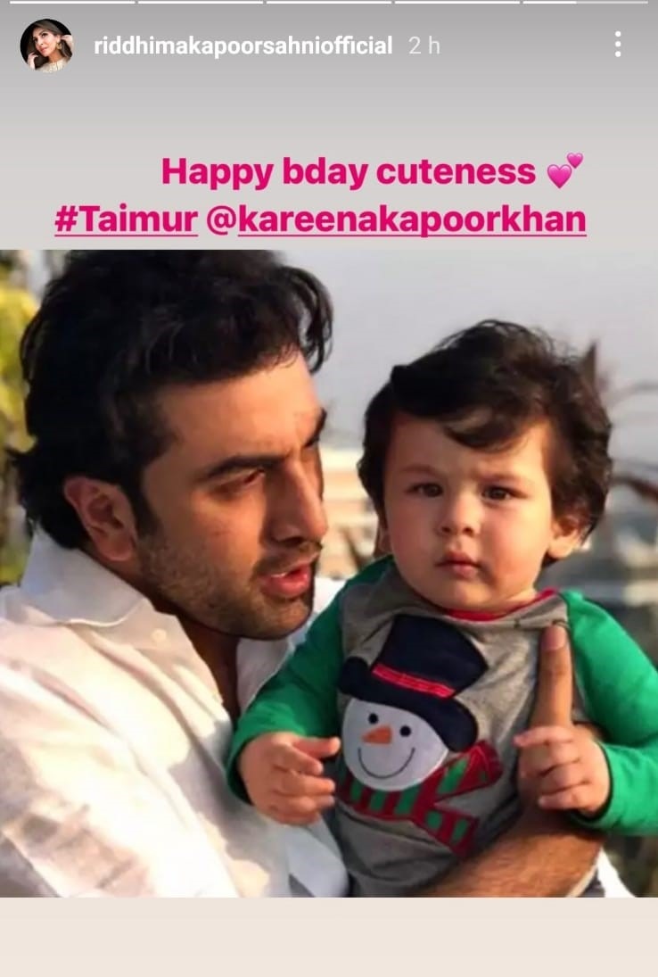Riddhima Kapoor Sahani wished Taimur Ali Khan.