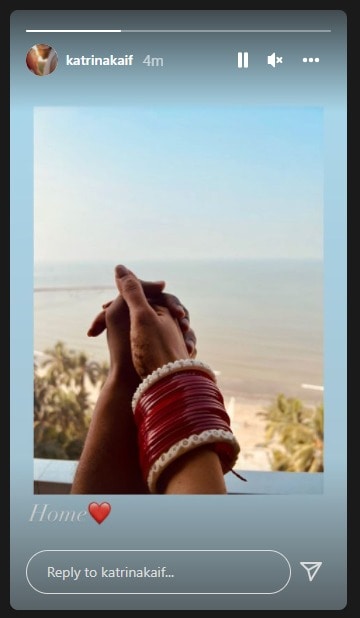 Katrina Kaif shared a picture of the view from her and Vicky Kaushal’s new home in Juhu.