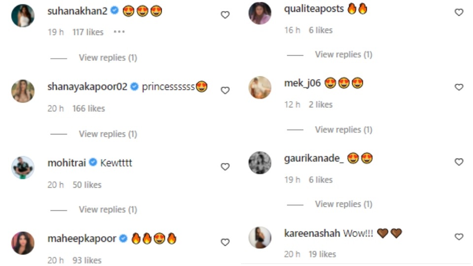 Comments on Khushi Kapoor's post.&nbsp;