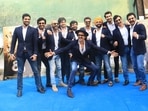 The entire 83 team came together for a promotional event on Tuesday. Ranveer Singh and others posed for a group picture. (Varinder Chawla)