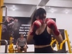 Gabriella Demetriades switches up the gym game with kickboxing and headstand(Instagram/@gabriellademetriades) Gabriella Demetriades switches up the gym game with kickboxing and headstand(Instagram/@gabriellademetriades)