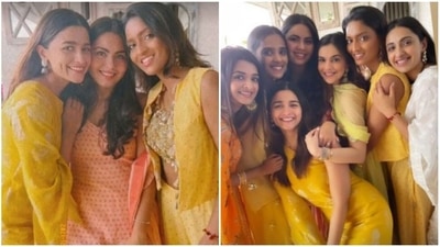 Alia Bhatt with her friends at Meghna Goyal's pre-wedding festivities. Alia Bhatt with her friends at Meghna Goyal's pre-wedding festivities.