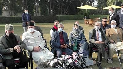 The Peoples Alliance for Gupkar Declaration (PAGD) met on Tuesday at the Jammu residence of NC president Farooq Abdullah to discuss the draft proposal. (Agencies)