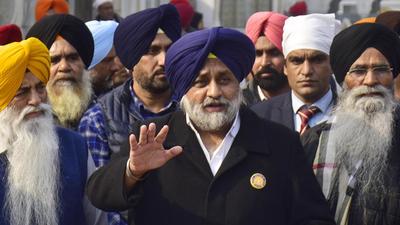 SAD president Sukhbir Singh Badal lashed out at the Congress government for “falsely implicating” Majithia in a drug case and warned “those abusing their official positions”. (HT Photo) SAD president Sukhbir Singh Badal lashed out at the Congress government for “falsely implicating” Majithia in a drug case and warned “those abusing their official positions”. (HT Photo)