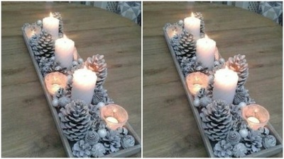 Dining table decorations – For all the laughter, catching up and the conversations round the dining table, brighten it up with candles and pine cones and let the theme of happiness and warmth spread in the home. (https://in.pinterest.com/)