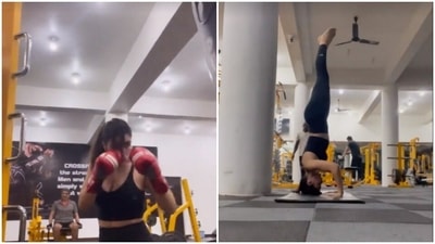 Gabriella Demetriades switches up the gym game with kickboxing and headstand (Instagram/@gabriellademetriades) Gabriella Demetriades switches up the gym game with kickboxing and headstand (Instagram/@gabriellademetriades)