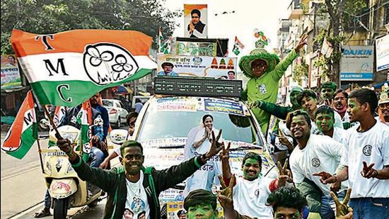 The TMC’s vote share stood at 72%. The BJP had a vote share of around 8.9% while the Left secured 11.7% and the Congress secured 4.13% respectively. (Samir Jana/HT Photo)