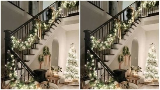 Deck up the staircase in colours – Spread the joy of lights and colours around your staircase and add to the decorations of the living room.(https://in.pinterest.com/)