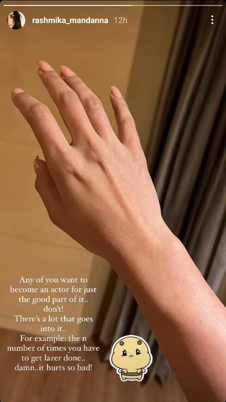 Rashmika Mandanna shares photo of her hand on Instagram