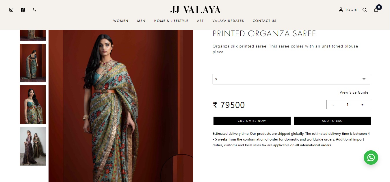 The Printed Organza Saree.&nbsp; (valaya.com)