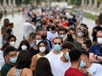 In this file photo taken on July 7, 2021 people over 40 years old, wearing a protective face mask, queue to receive a dose of J&J/Janssen Covid-19 vaccine in an itinerant vaccination truck. In this file photo taken on July 7, 2021 people over 40 years old, wearing a protective face mask, queue to receive a dose of J&J/Janssen Covid-19 vaccine in an itinerant vaccination truck.