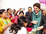 Congress general secretary Priyanka Gandhi interacting with women in Raebareli.(PTI) Congress general secretary Priyanka Gandhi interacting with women in Raebareli.(PTI)